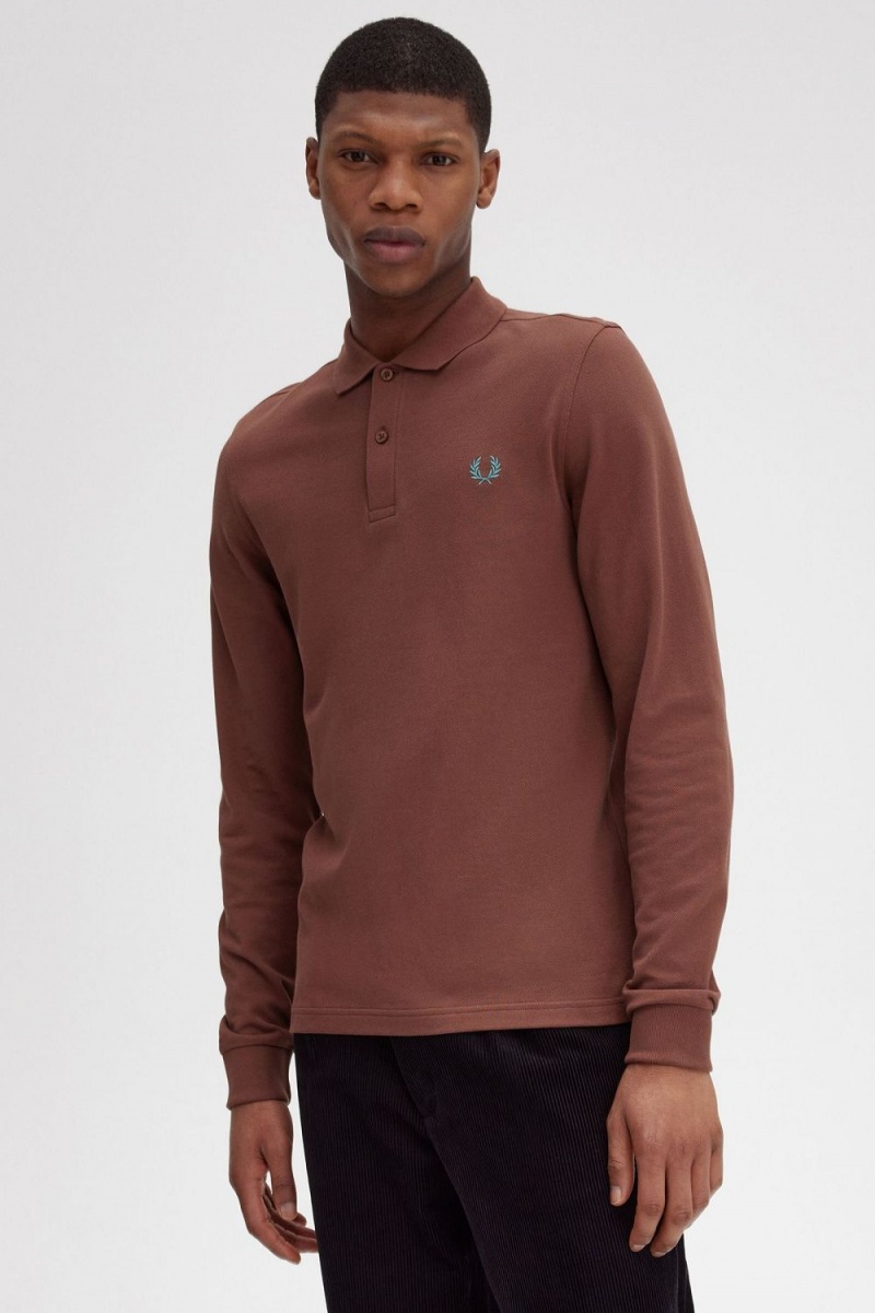 Fred Perry M6006 Men's Shirt Whisky Brown Deep Mint | UDPQW2780