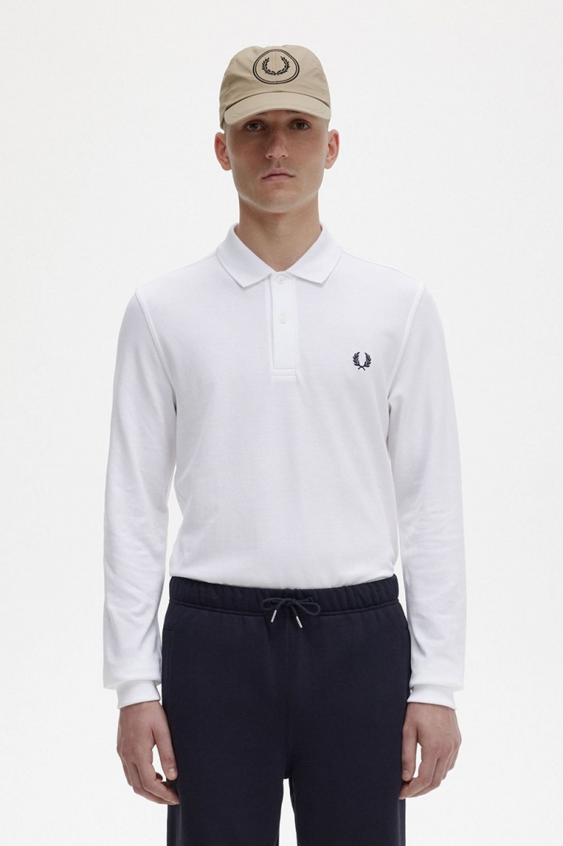 Fred Perry M6006 Men\'s Shirt White Navy | OUJDH0658