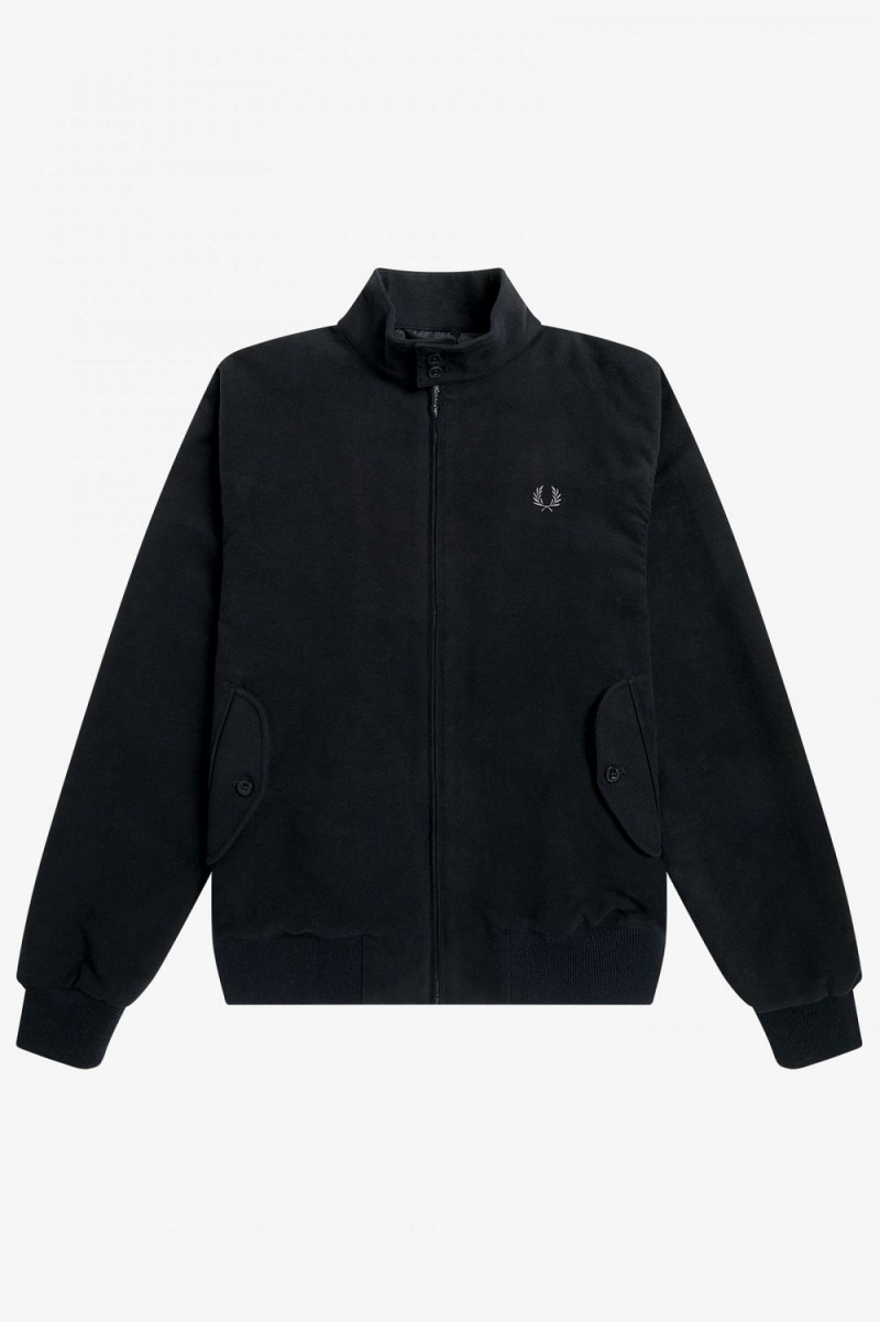 Fred Perry Moleskin Harrington Men's Jackets Black | TDMKL3285