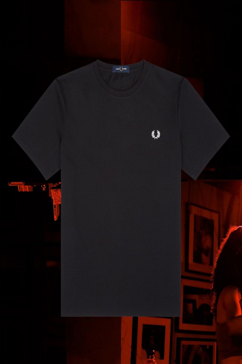 Fred Perry Munich Ringer Men's T-Shirt Black | TRCWX5430