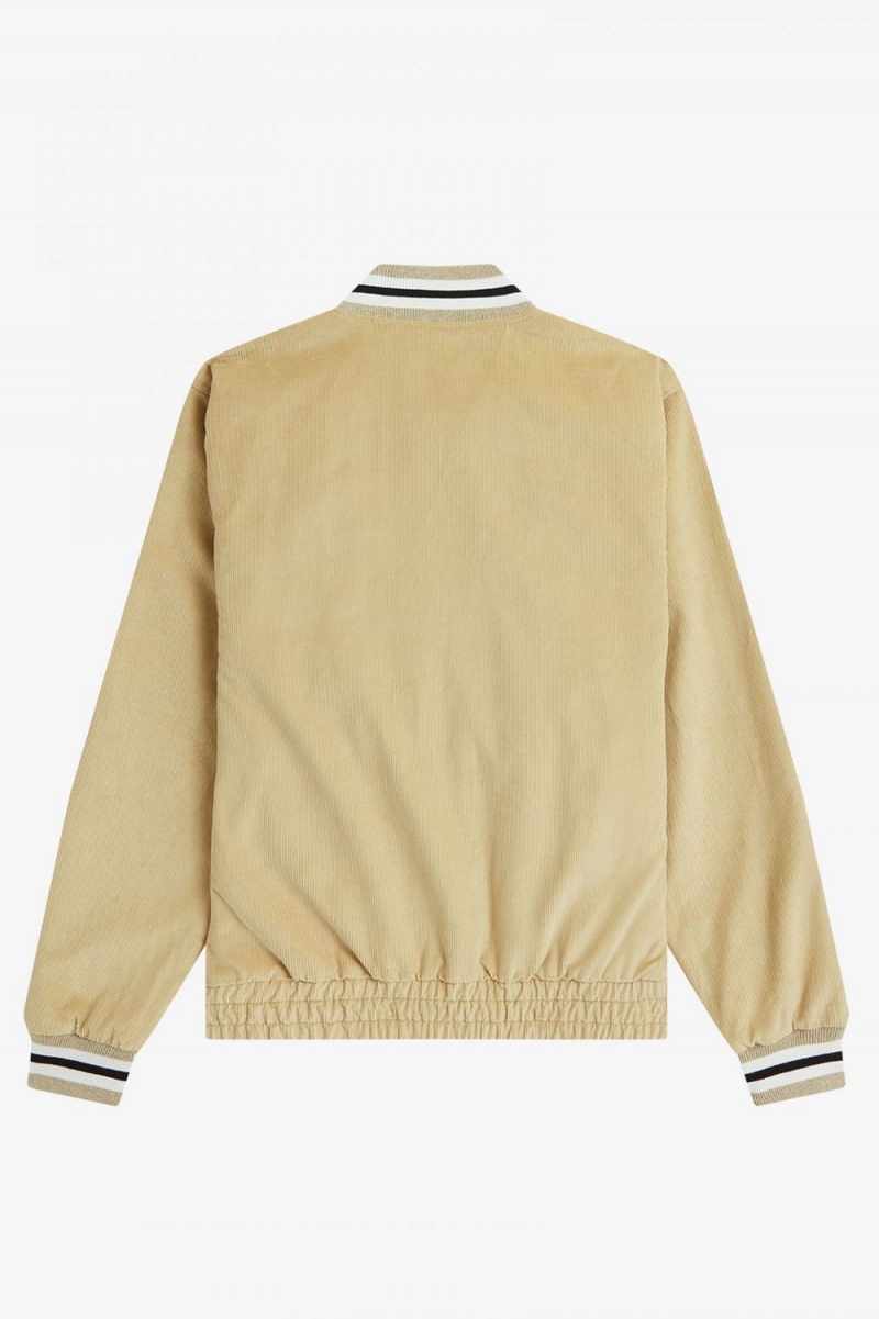 Fred Perry Needlecord Tennis Bomber Men's Jackets Stone | HYPDT1896