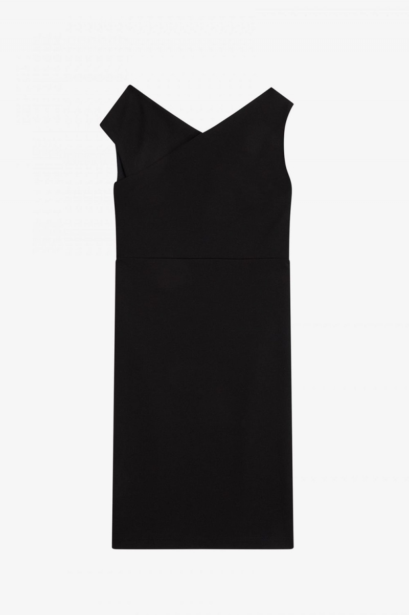 Fred Perry Off-The-Shoulder Women's Dress Black | NWFPC6309