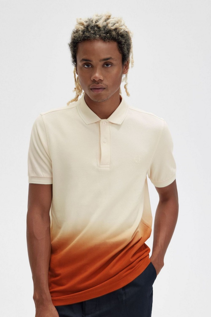 Fred Perry Ombre Men's Shirt Silky Peach | CPOKE0912