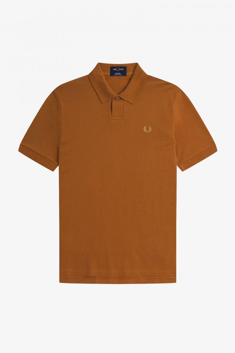 Fred Perry One Button Men's Polo Shirt Dark Coffee | RALGS7038