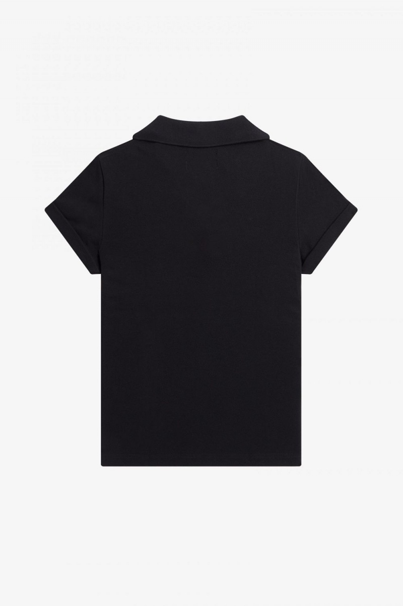 Fred Perry Open-Collar Piqué Women's Polo Shirt Black | LTIYA0913