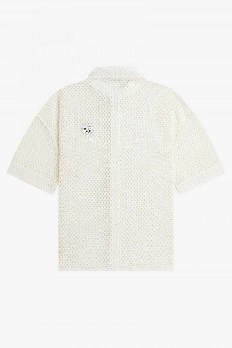 Fred Perry Open-Knit Women's Shirt Snow White | UGVMT6751