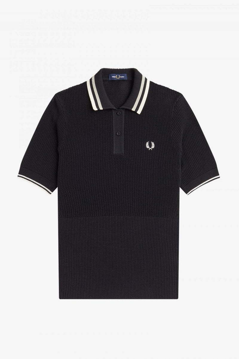 Fred Perry Open-Knitted Women's Shirt Black | JNCRH0821