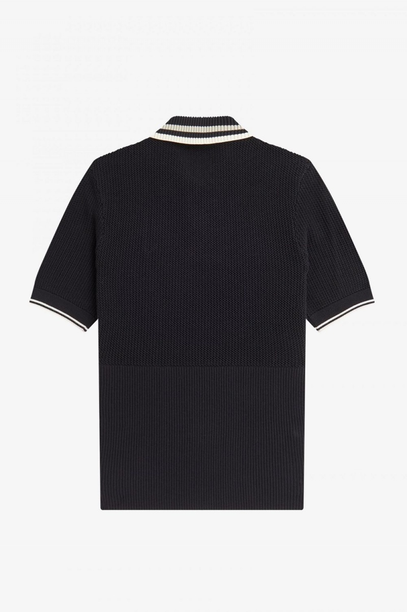 Fred Perry Open-Knitted Women's Shirt Black | JNCRH0821