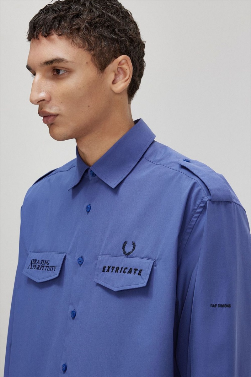 Fred Perry Oversized Utility Men's Shirt Royal Blue | OJXYW4906