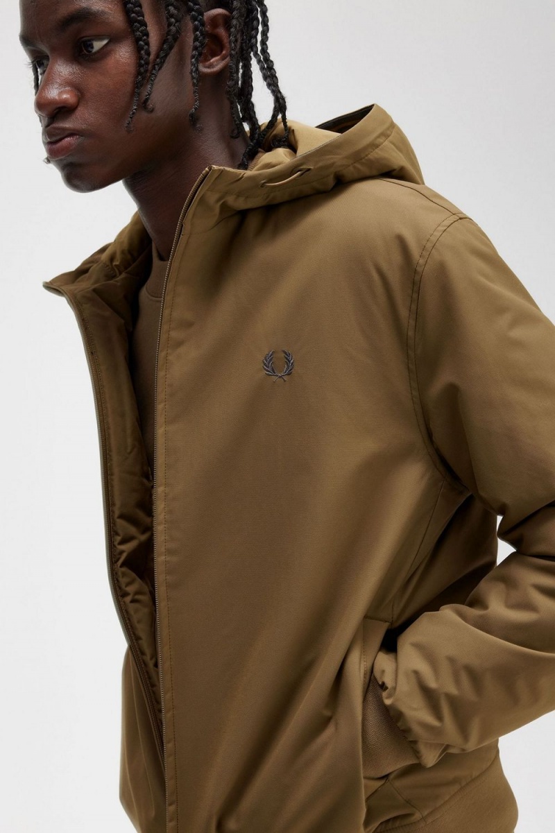 Fred Perry Padded Hooded Brentham Men's Jackets Brown | LRJGA2139