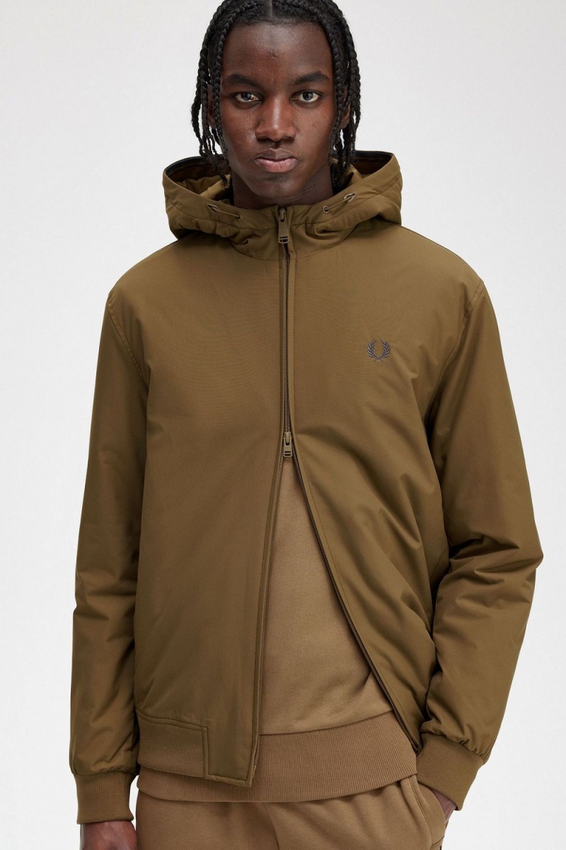 Fred Perry Padded Hooded Brentham Men's Jackets Brown | LRJGA2139