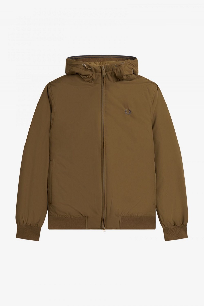 Fred Perry Padded Hooded Brentham Men's Jackets Brown | LRJGA2139