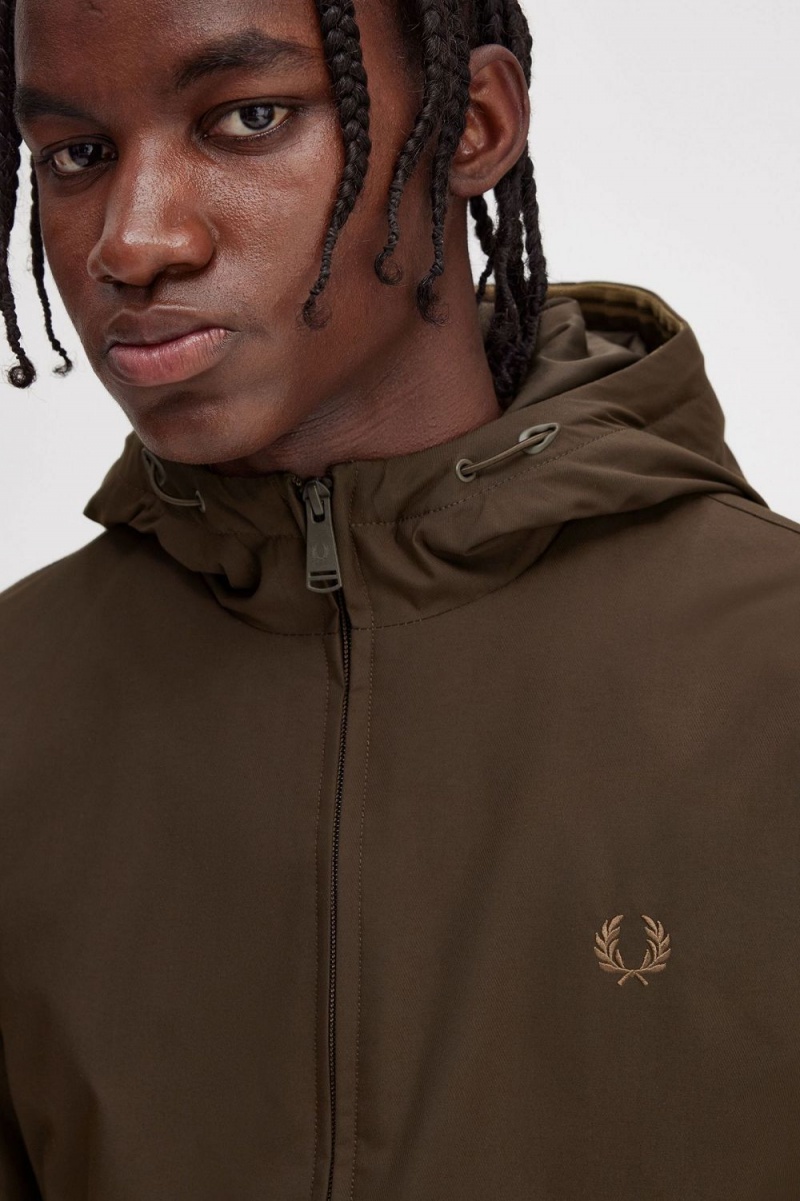 Fred Perry Padded Hooded Brentham Men's Jackets Burnt Tobacco | RLZFI3789