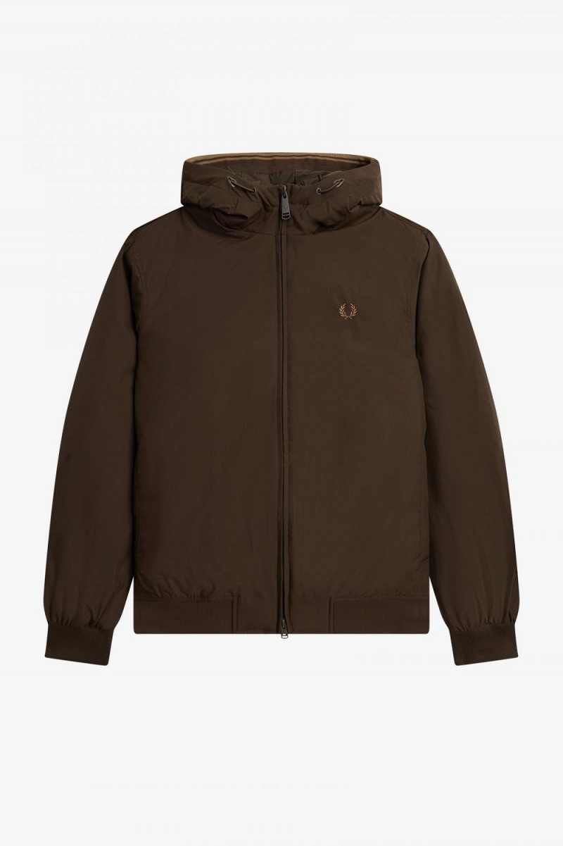 Fred Perry Padded Hooded Brentham Men's Jackets Burnt Tobacco | RLZFI3789