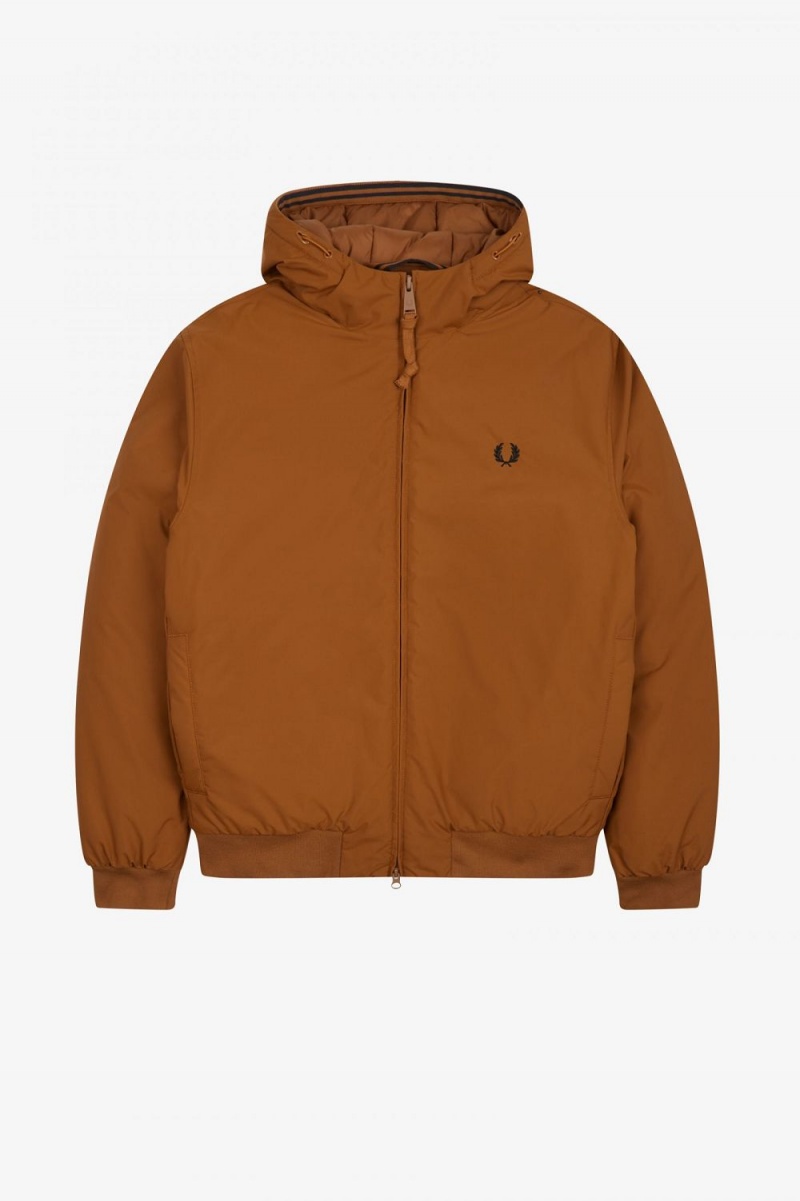 Fred Perry Padded Hooded Brentham Men's Jackets Dark Coffee | MJPNT9675