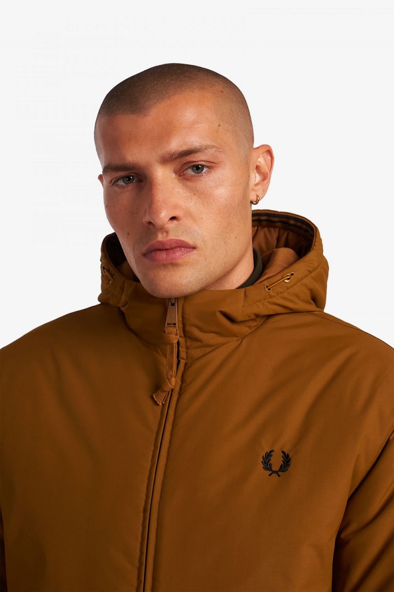 Fred Perry Padded Hooded Brentham Men's Jackets Dark Coffee | MJPNT9675