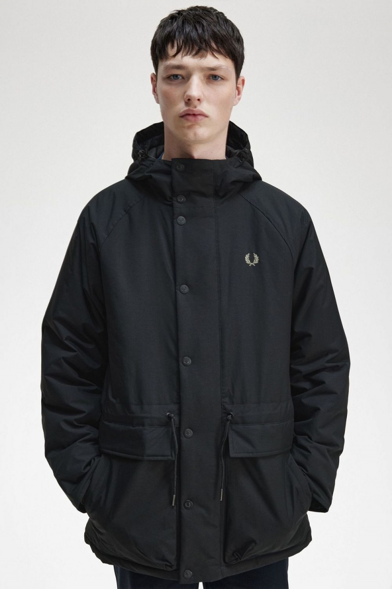 Fred Perry Padded Zip Through Men's Jackets Black | XBSJE4527