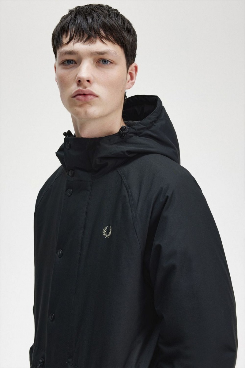 Fred Perry Padded Zip Through Men's Jackets Black | XBSJE4527