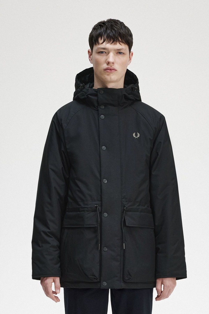 Fred Perry Padded Zip Through Men\'s Jackets Black | XBSJE4527