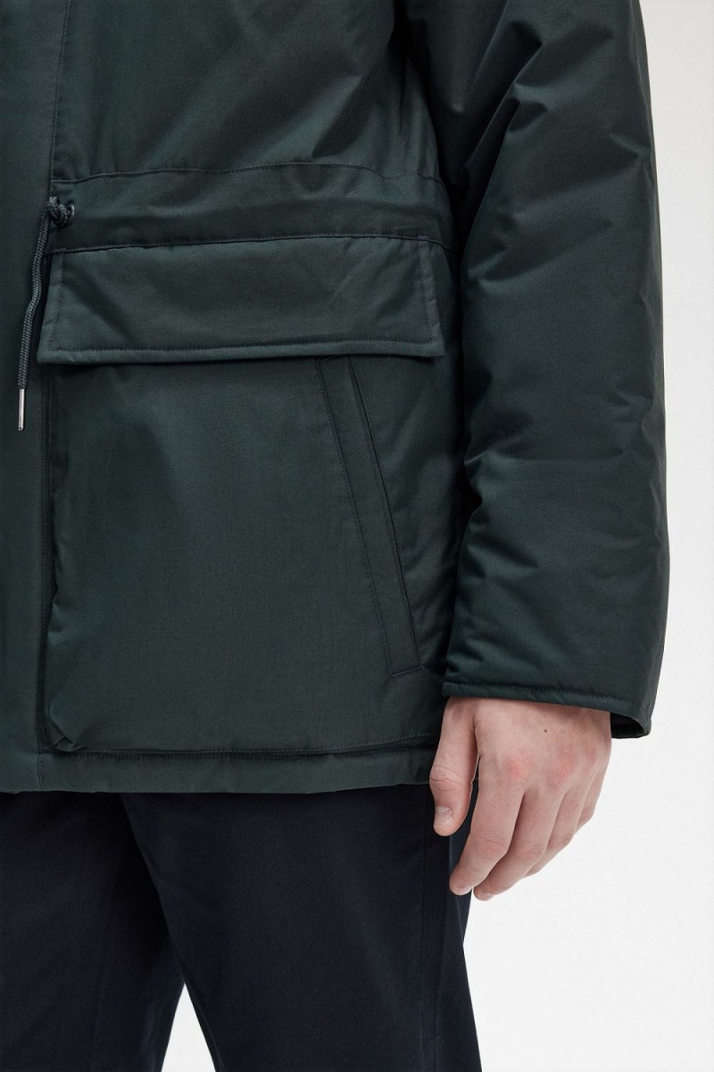 Fred Perry Padded Zip Through Men's Jackets Night Green | JVBXT3651