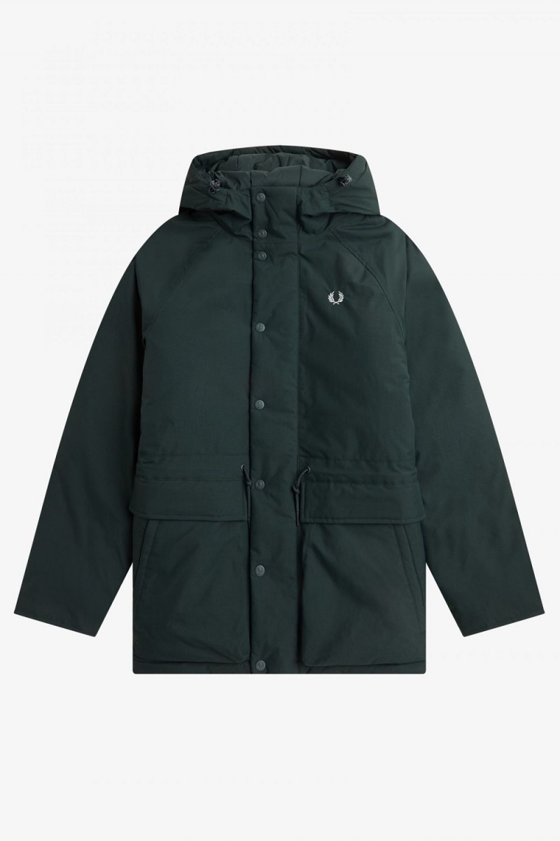 Fred Perry Padded Zip Through Men's Jackets Night Green | JVBXT3651