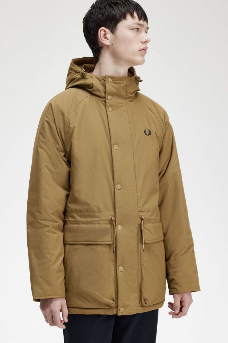 Fred Perry Padded Zip Through Men's Jackets Brown | ZXTHJ9012