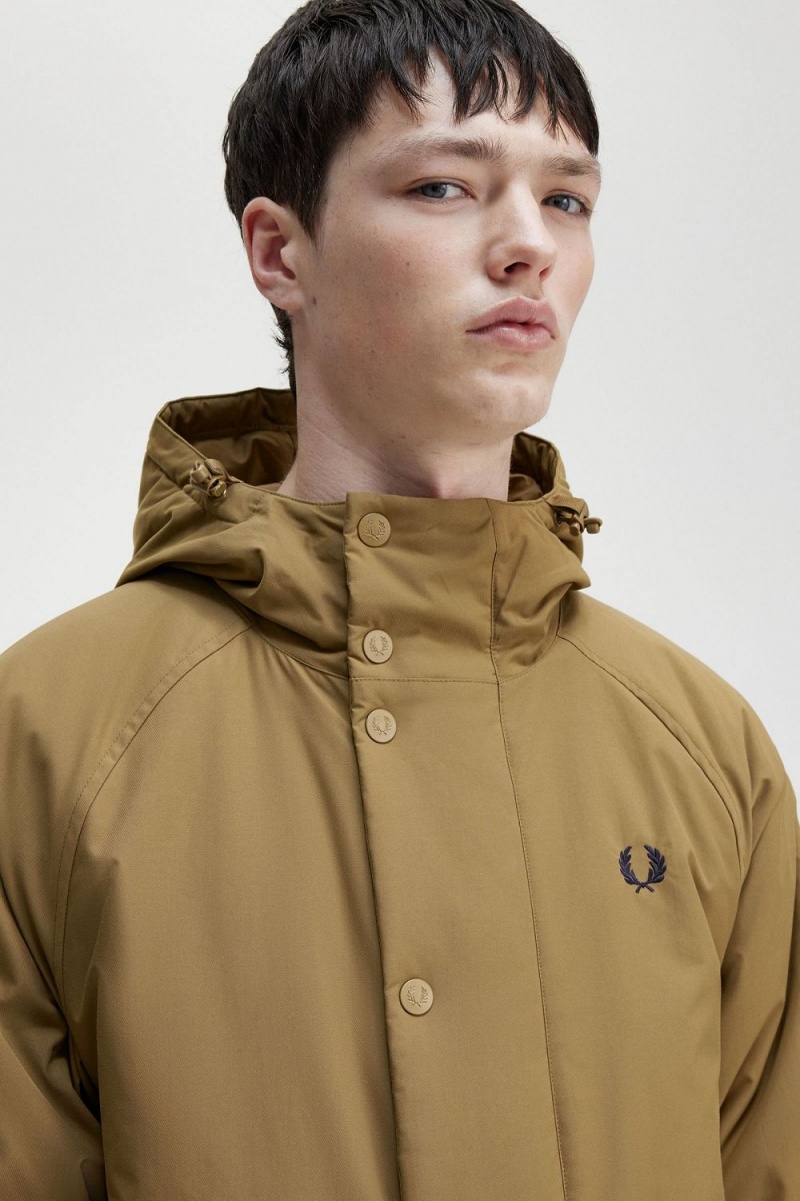 Fred Perry Padded Zip Through Men's Jackets Brown | ZXTHJ9012