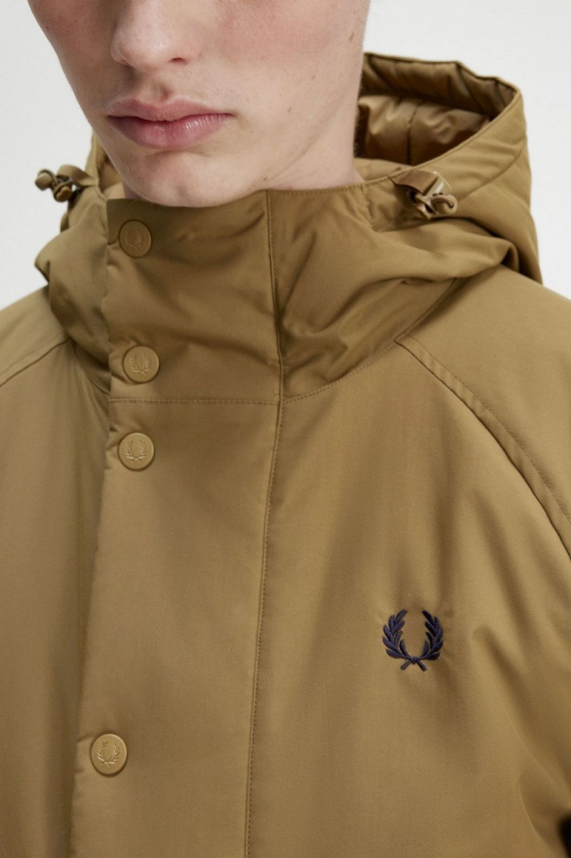 Fred Perry Padded Zip Through Men's Jackets Brown | ZXTHJ9012