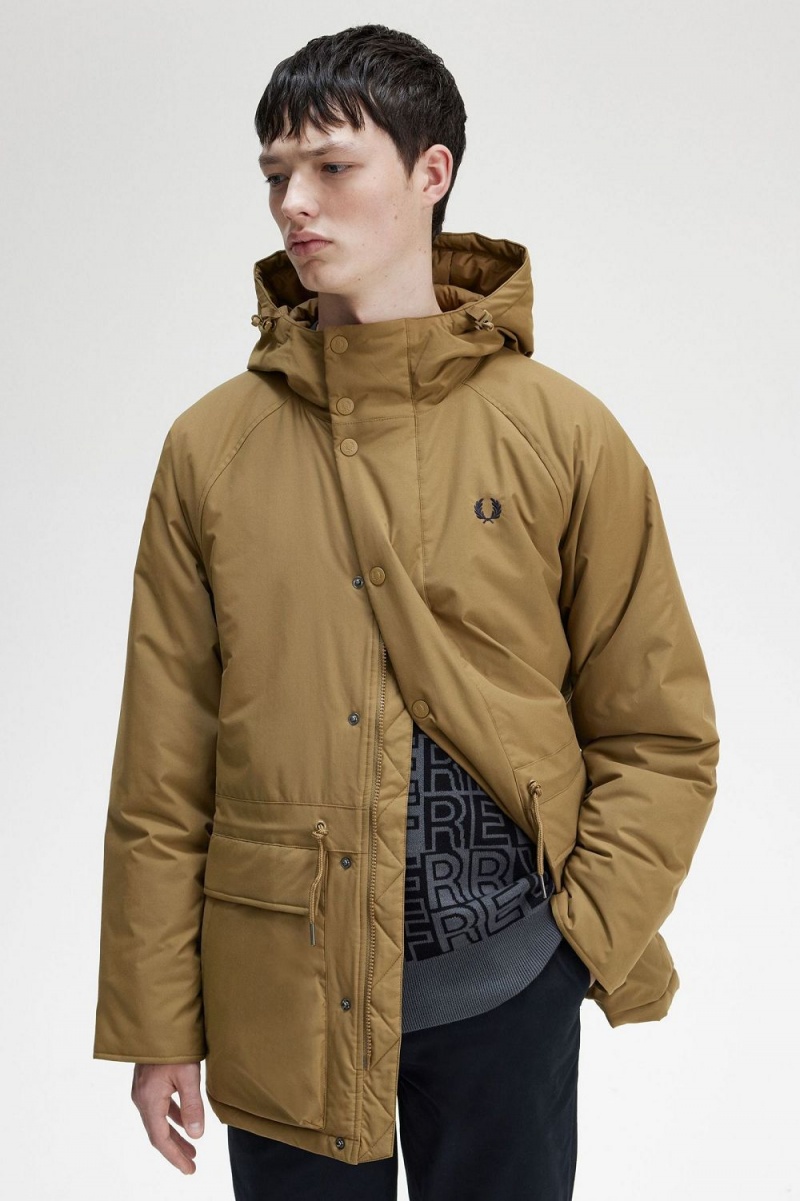 Fred Perry Padded Zip Through Men's Jackets Brown | ZXTHJ9012