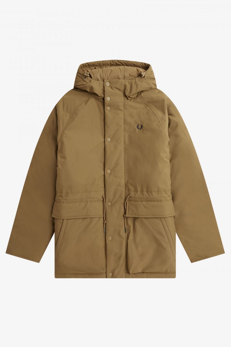 Fred Perry Padded Zip Through Men's Jackets Brown | ZXTHJ9012