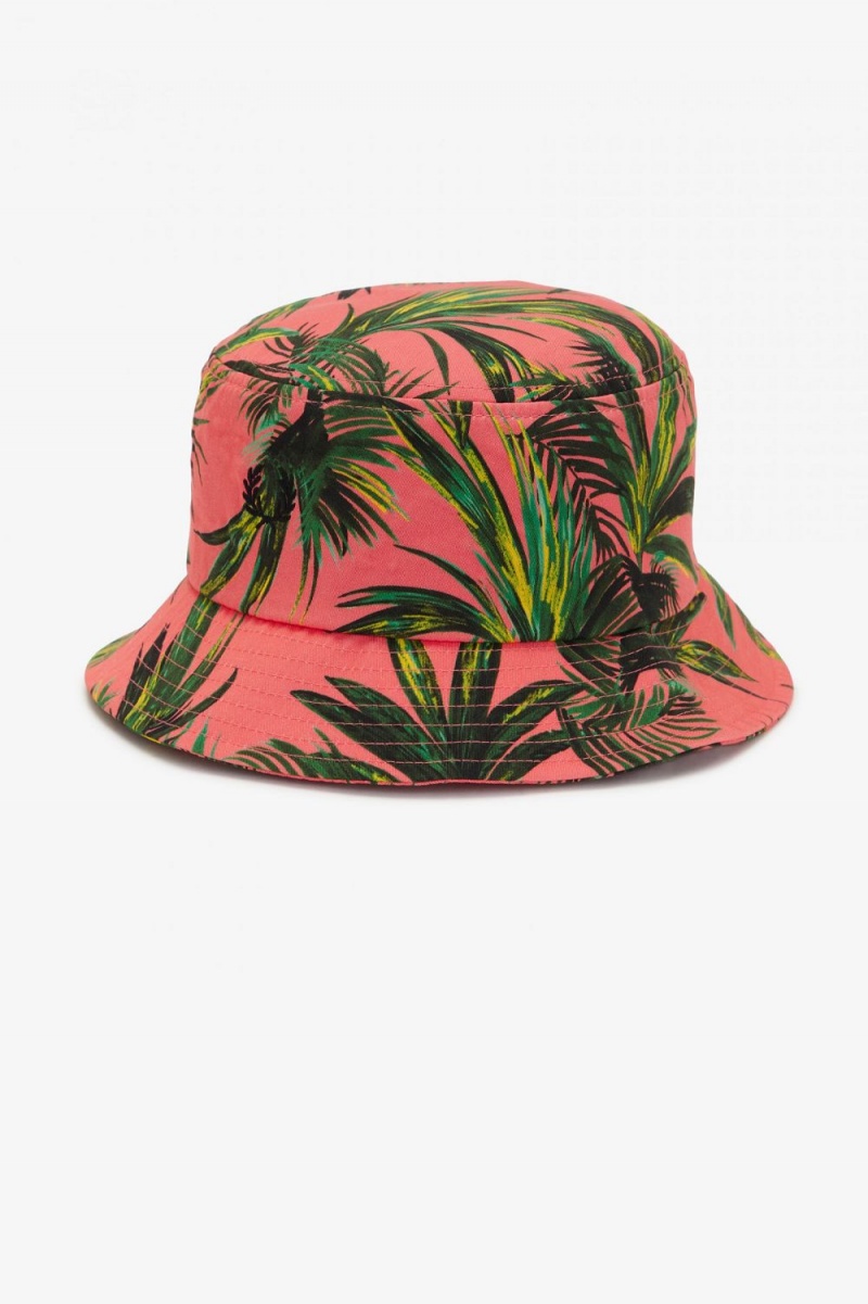 Fred Perry Palm Print Bucket Women's Hats Coral Heat | SLIYO5276