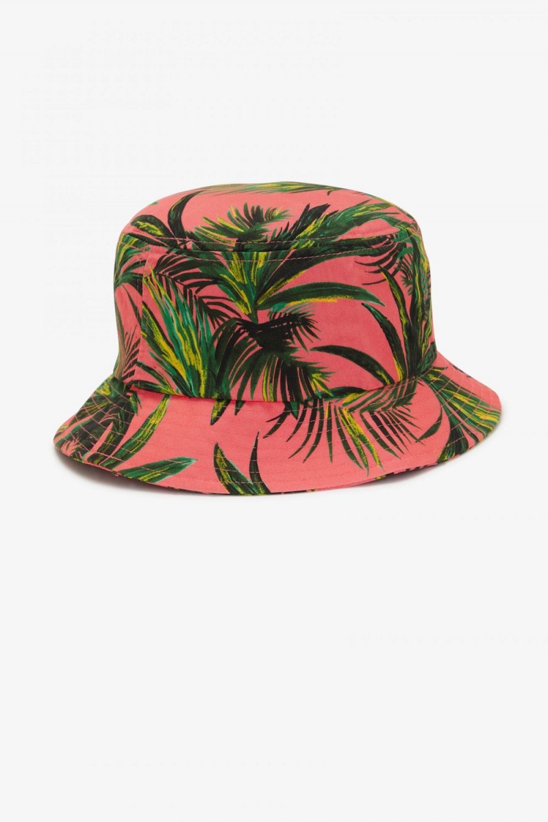 Fred Perry Palm Print Bucket Women's Hats Coral Heat | SLIYO5276