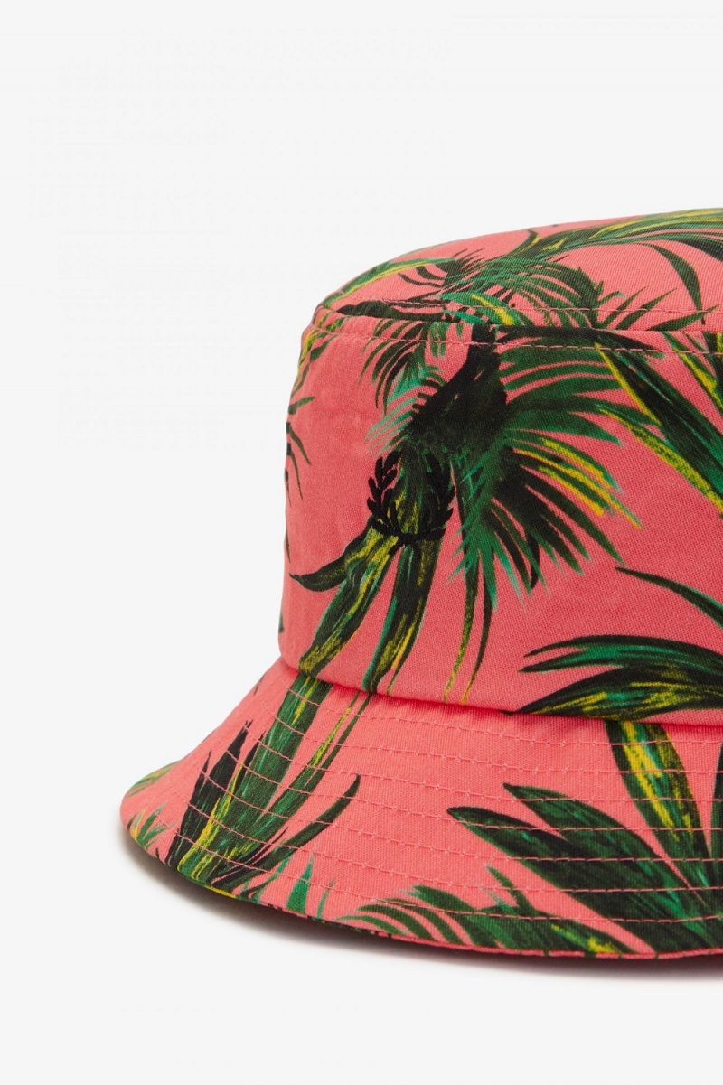 Fred Perry Palm Print Bucket Women's Hats Coral Heat | SLIYO5276