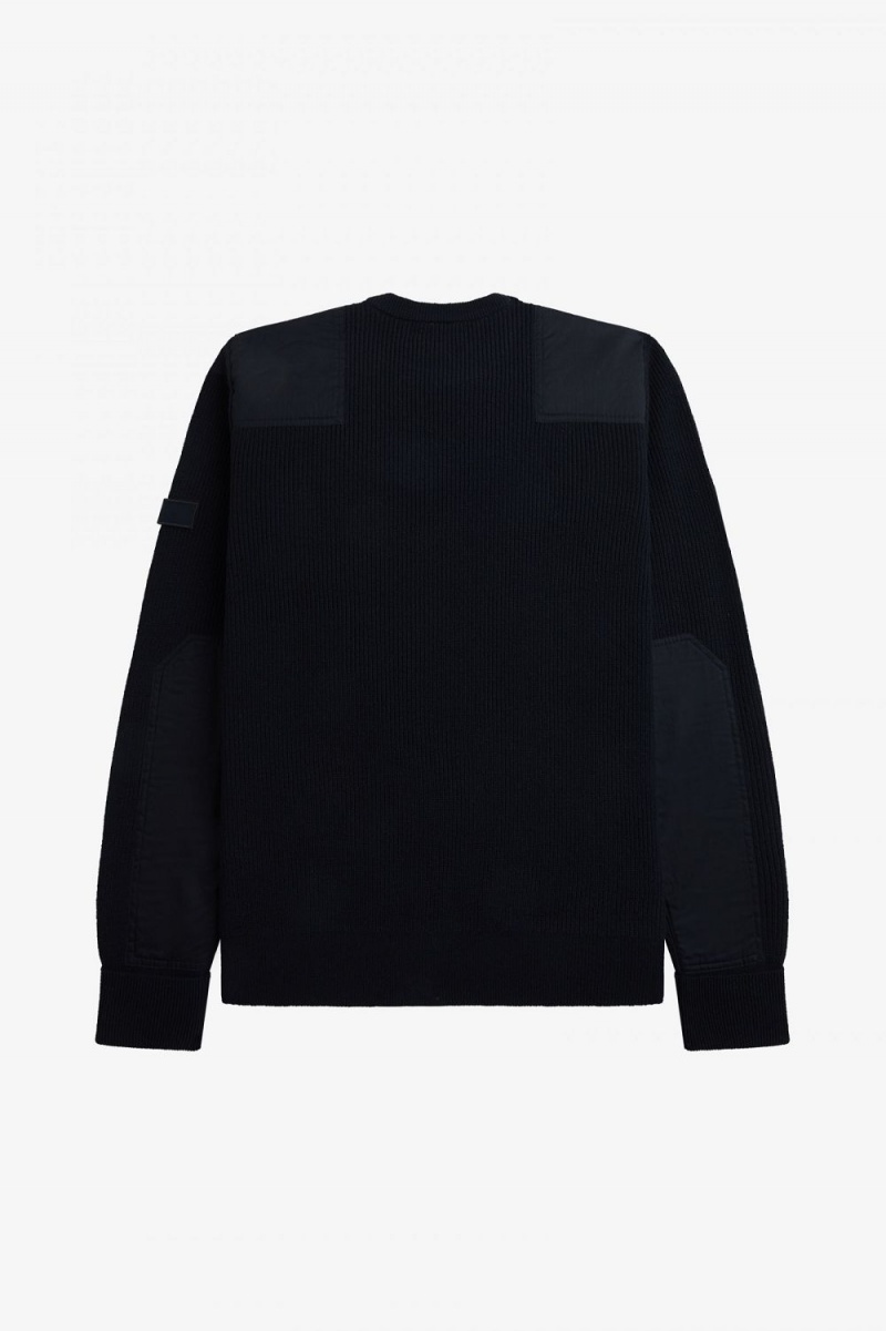 Fred Perry Patch Detail Men's Jumper Black | XVBGU2853