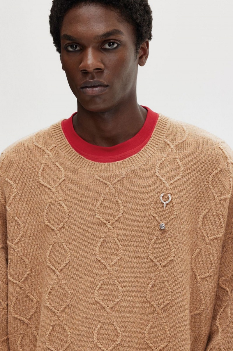 Fred Perry Patch Detail Oversized Men's Jumper Green | KWSTR1925