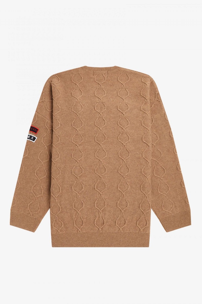 Fred Perry Patch Detail Oversized Men's Jumper Green | KWSTR1925