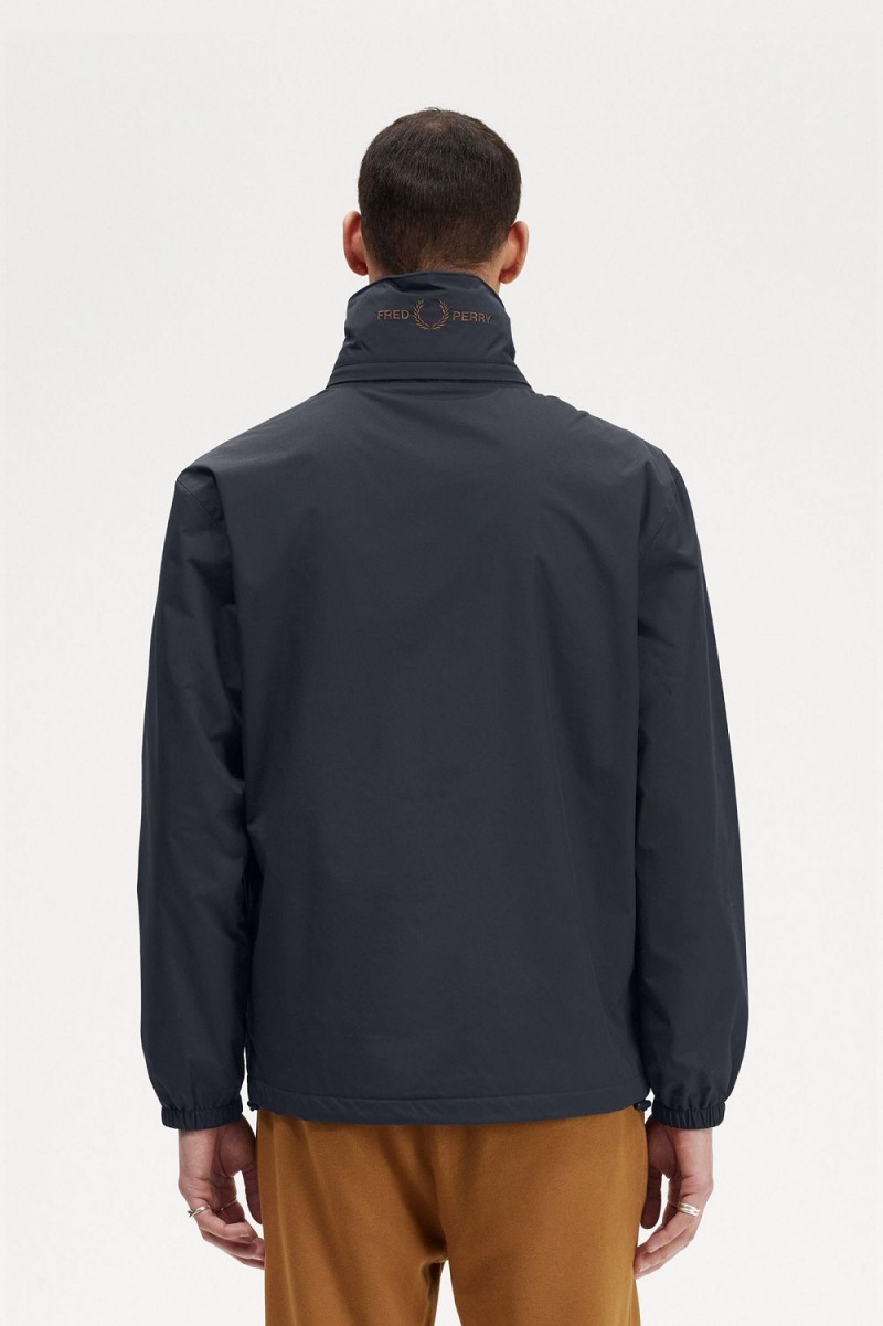 Fred Perry Patch Pocket Zip Through Men's Jackets Navy | SLMQK9238