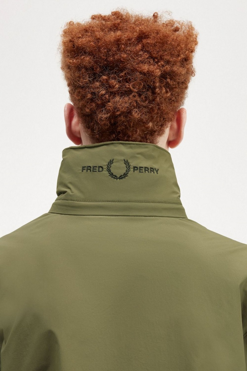 Fred Perry Patch Pocket Zip Through Men's Jackets Uniform Green | HTPSA1924