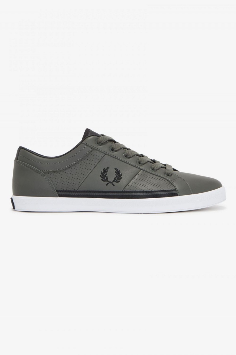 Fred Perry Perforated Baseline Men\'s Tennis Shoes Field Green Black | QSEDK7821