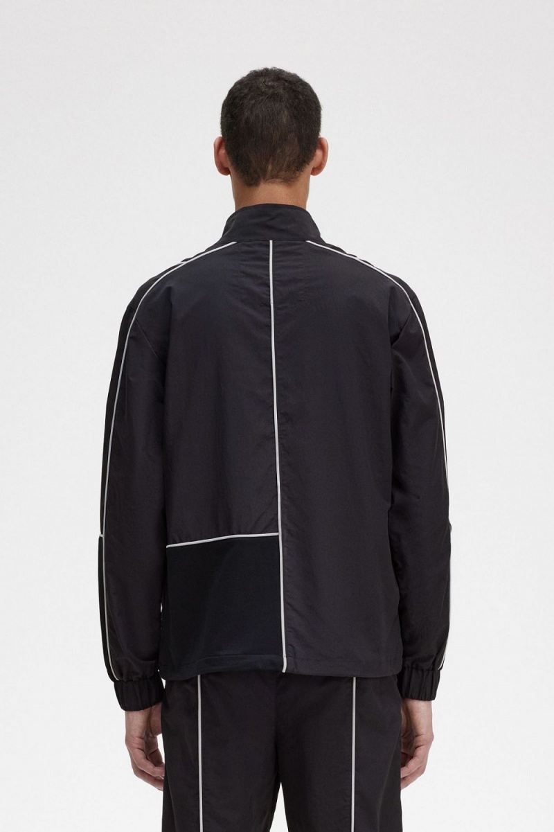 Fred Perry Piped Shell Men's Jackets Black | CBQUV6194