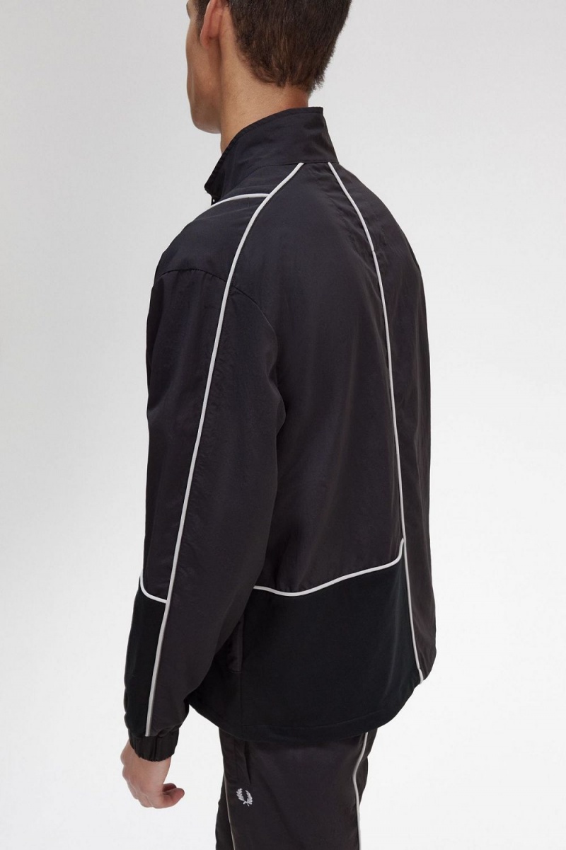 Fred Perry Piped Shell Men's Jackets Black | CBQUV6194