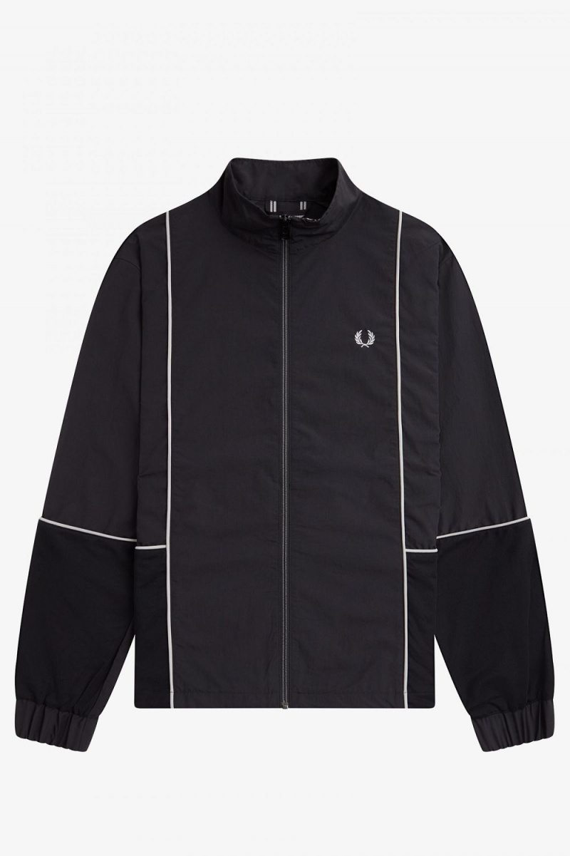 Fred Perry Piped Shell Men's Jackets Black | CBQUV6194