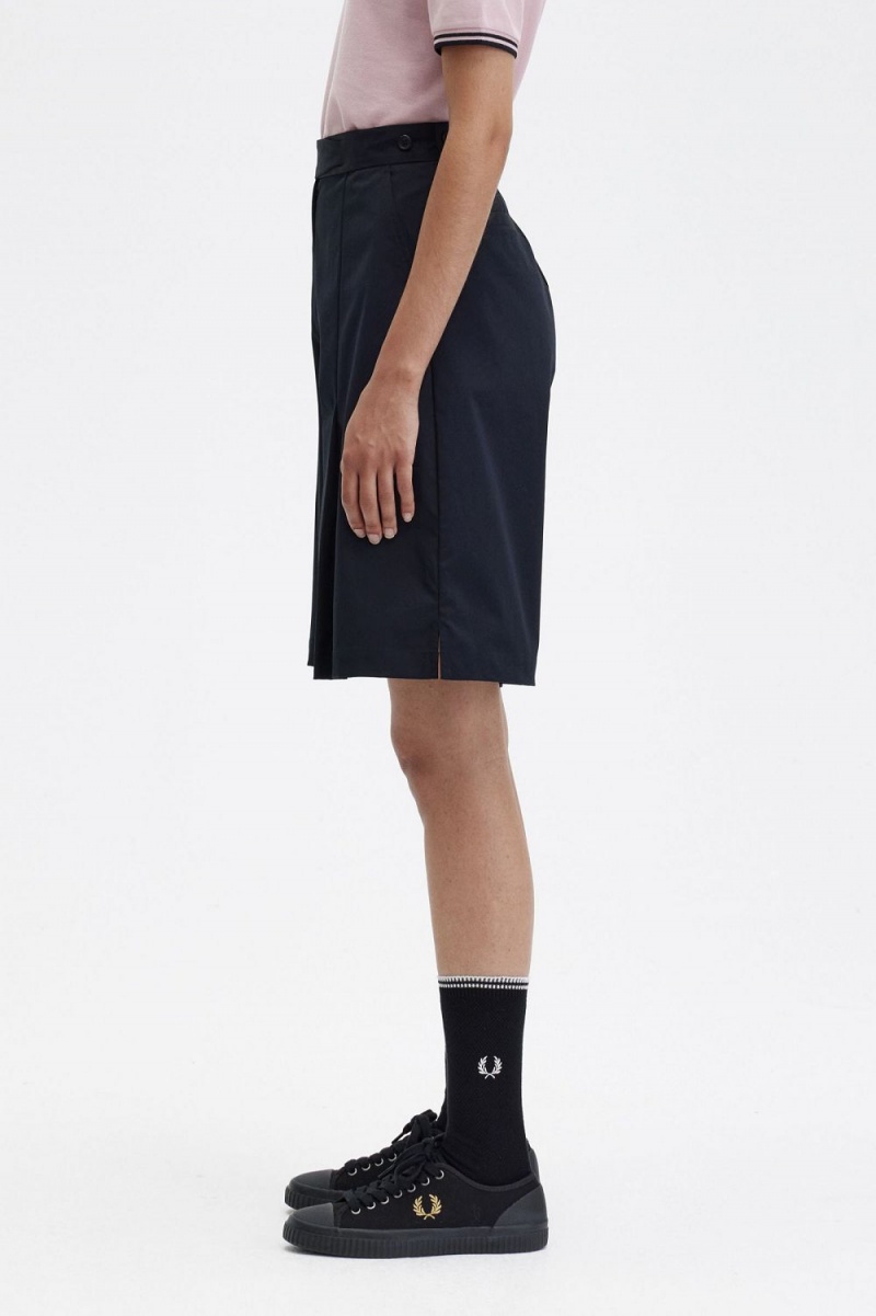 Fred Perry Pleated Women's Shorts Black | FYVAN7248