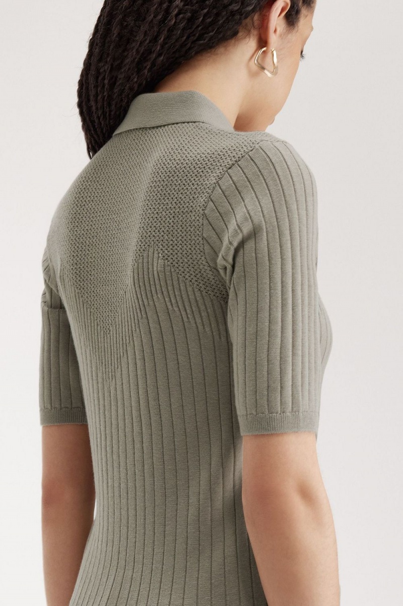 Fred Perry Pointelle Detail Knitted Women's Shirt Warm Grey | NYRAM0125