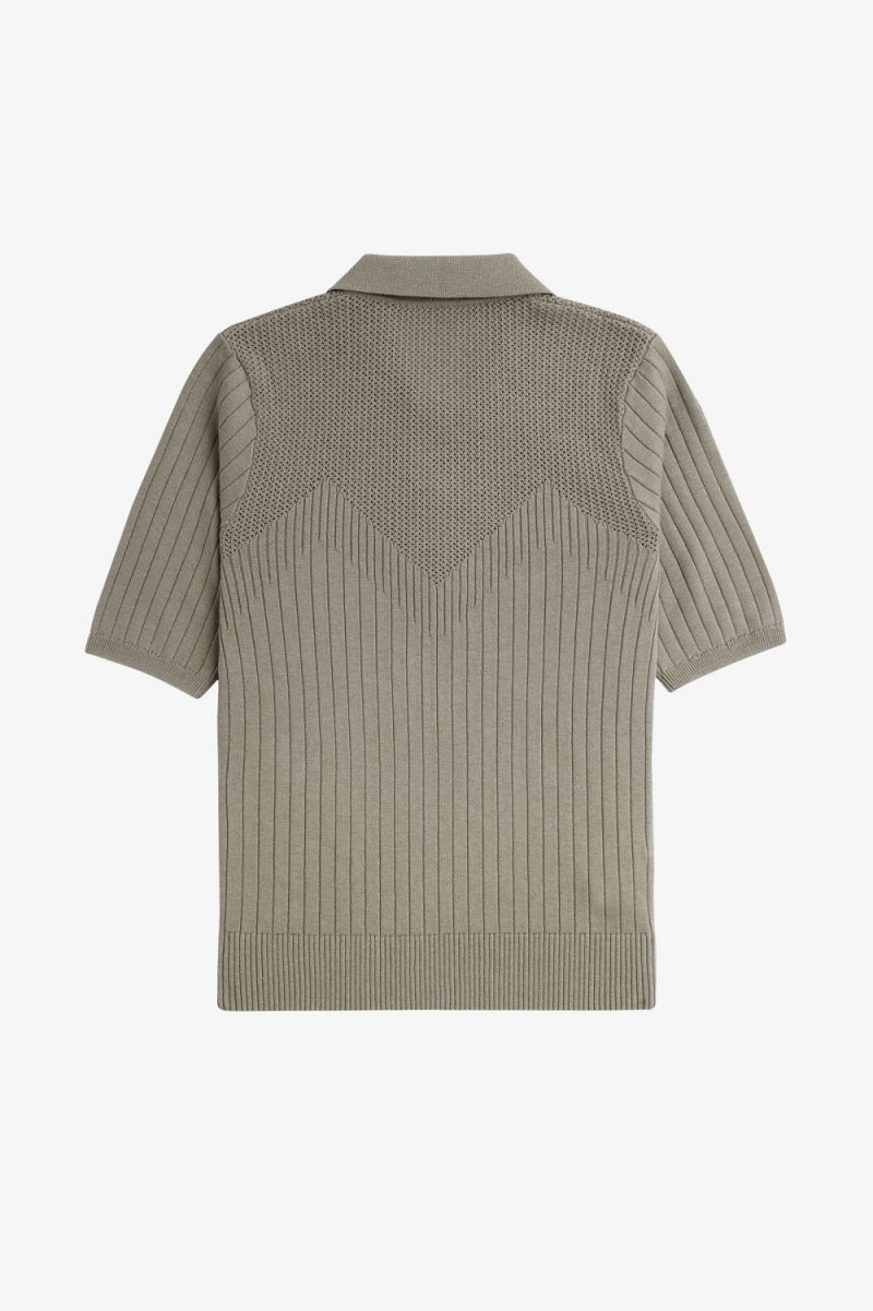 Fred Perry Pointelle Detail Knitted Women's Shirt Warm Grey | NYRAM0125