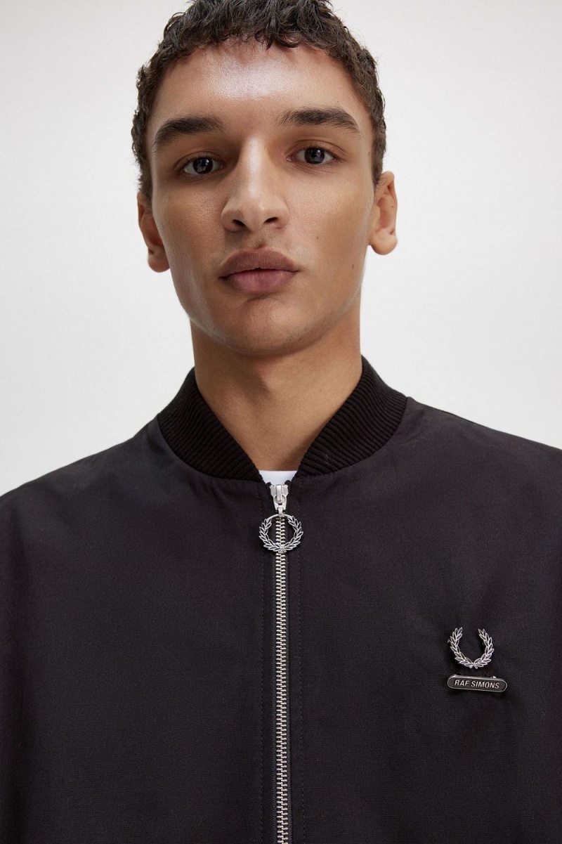 Fred Perry Printed Bomber Men's Jackets Black | KCHDT3509