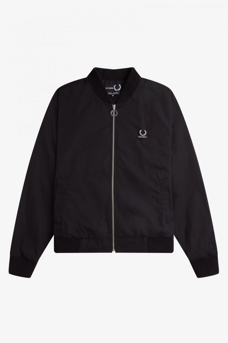 Fred Perry Printed Bomber Men's Jackets Black | KCHDT3509