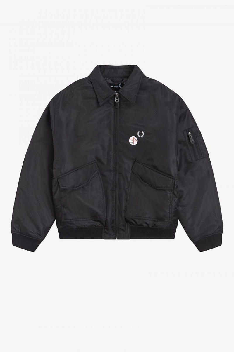 Fred Perry Printed Flight Men's Jackets Black | TCFGD3802