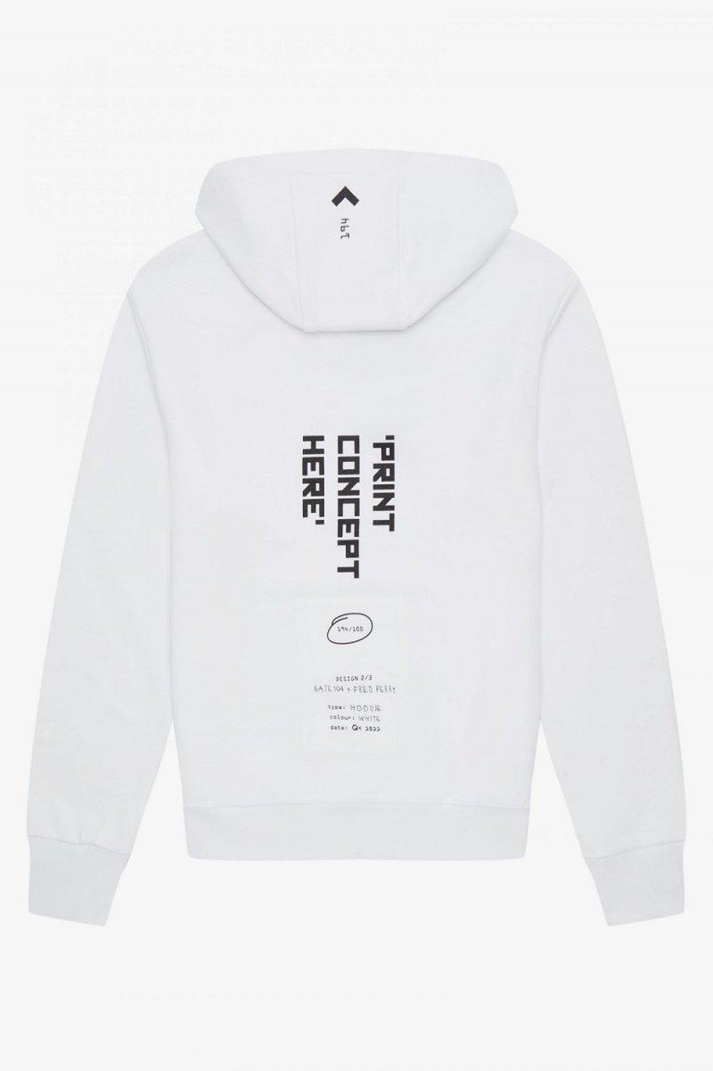 Fred Perry Printed Hooded Sweat Men's Shirt White | BWFHS8035