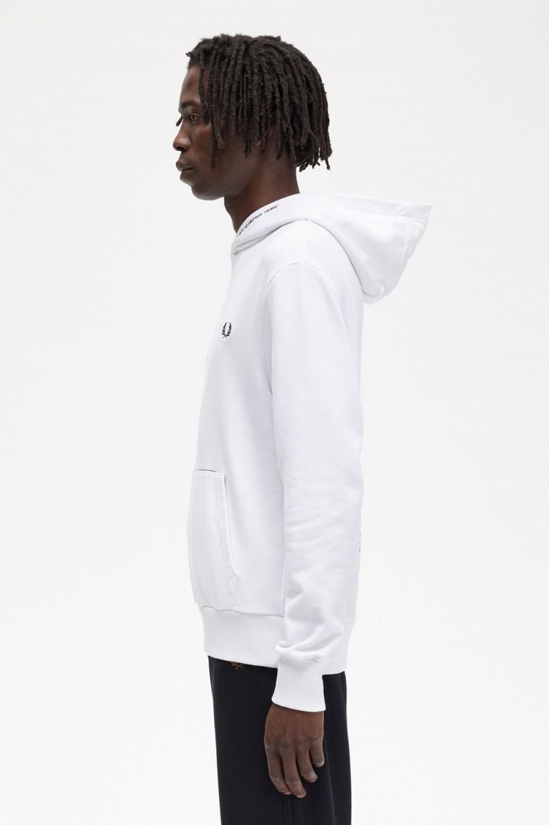 Fred Perry Printed Hooded Sweat Men's Shirt White | BWFHS8035